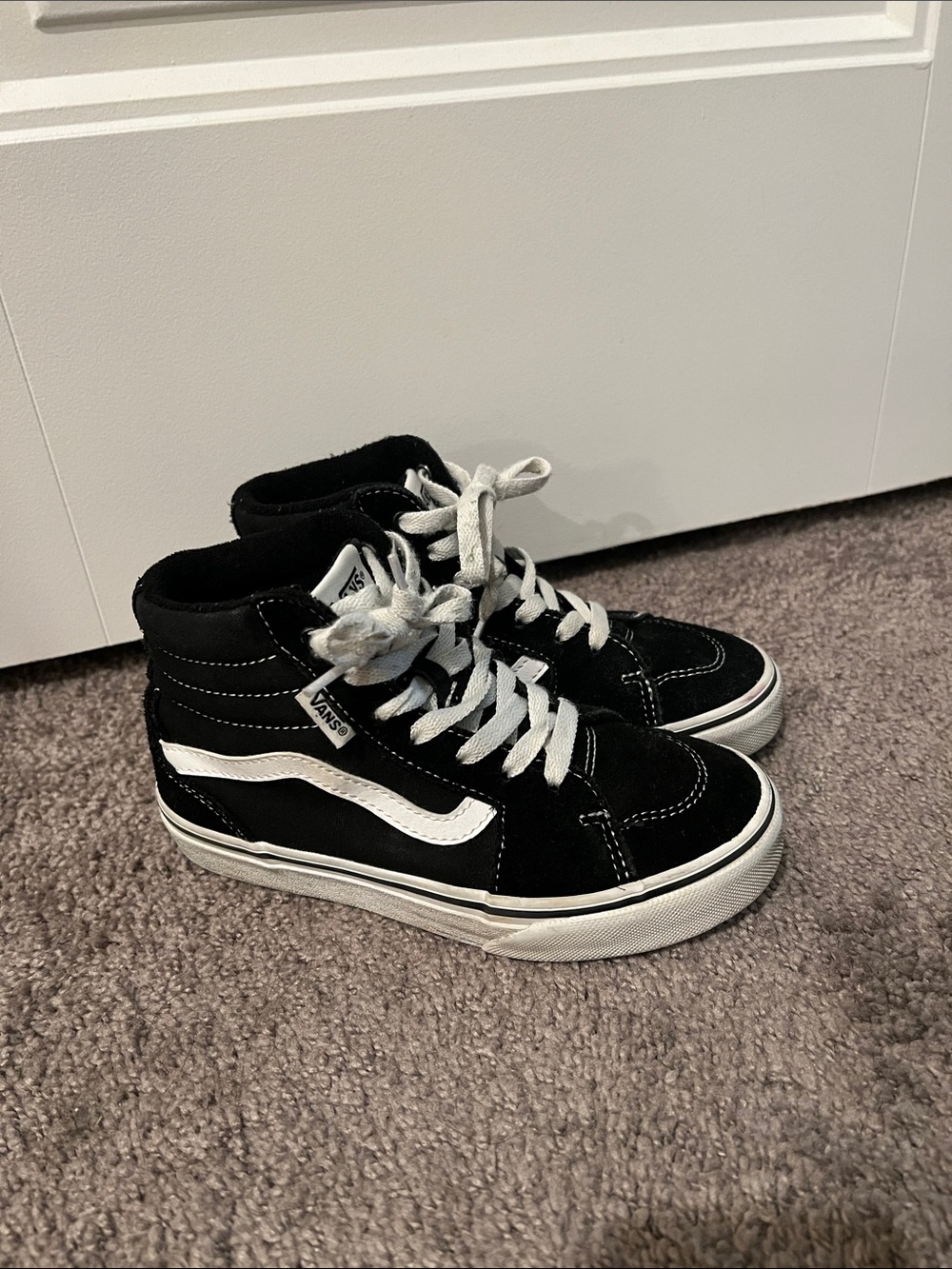 Vans Black & White Kids High-Top Skate Sneakers